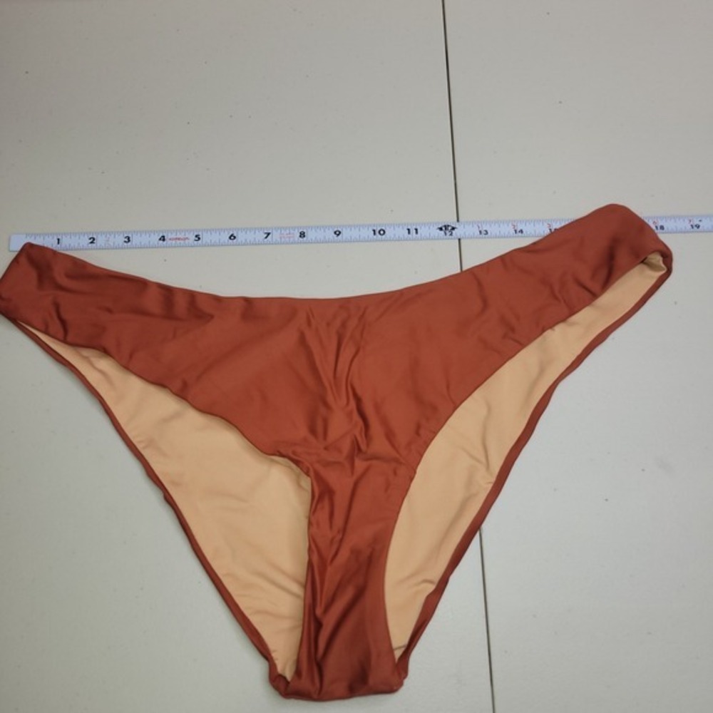New J.Crew Curved-Waist Cheeky Bikini Bottom Womens XL Brown Swim BC125 Solid - Picture 5 of 6